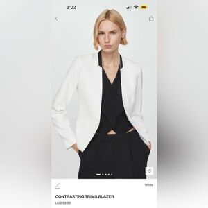 NWT Mango White Blazer with Black Trim XS